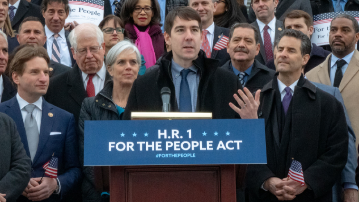 Rep. Harder speaking to a crowd