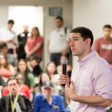 Rep. Harder speaking at a townhall