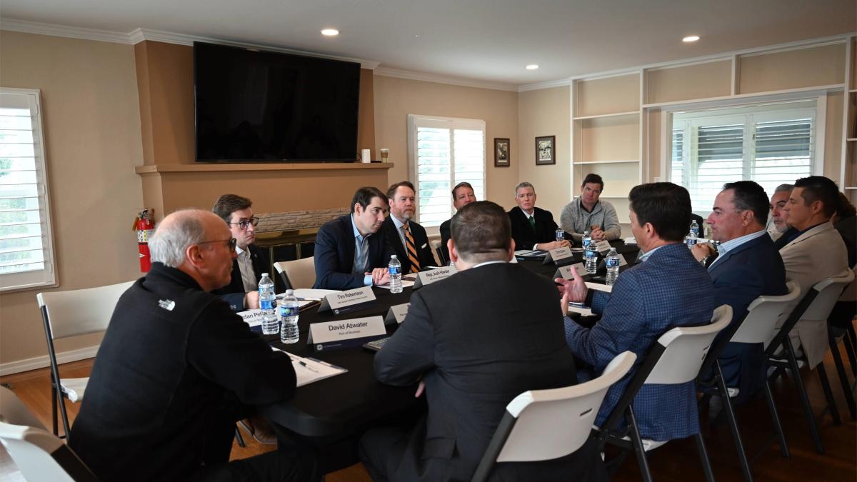 Rep. Harder listens to roundtable speaker