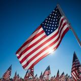 Flyer stand with American Flag